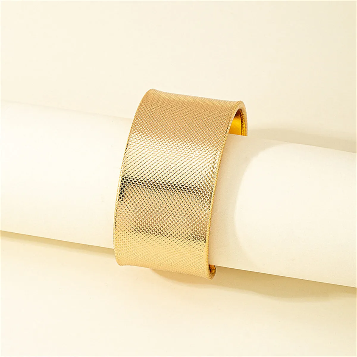 18K Gold-Plated Textured Cuff Bracelet
