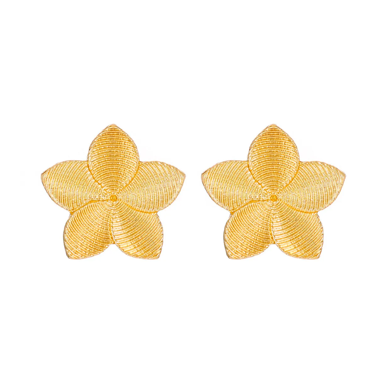 18K Gold-Plated Textured Flower Stud Earrings