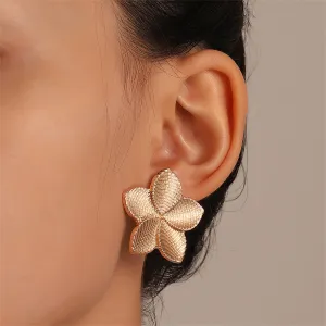 18K Gold-Plated Textured Flower Stud Earrings