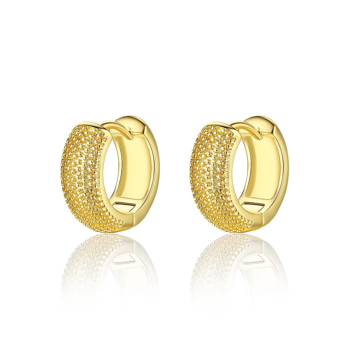 18K Gold-Plated Textured Huggie Earrings