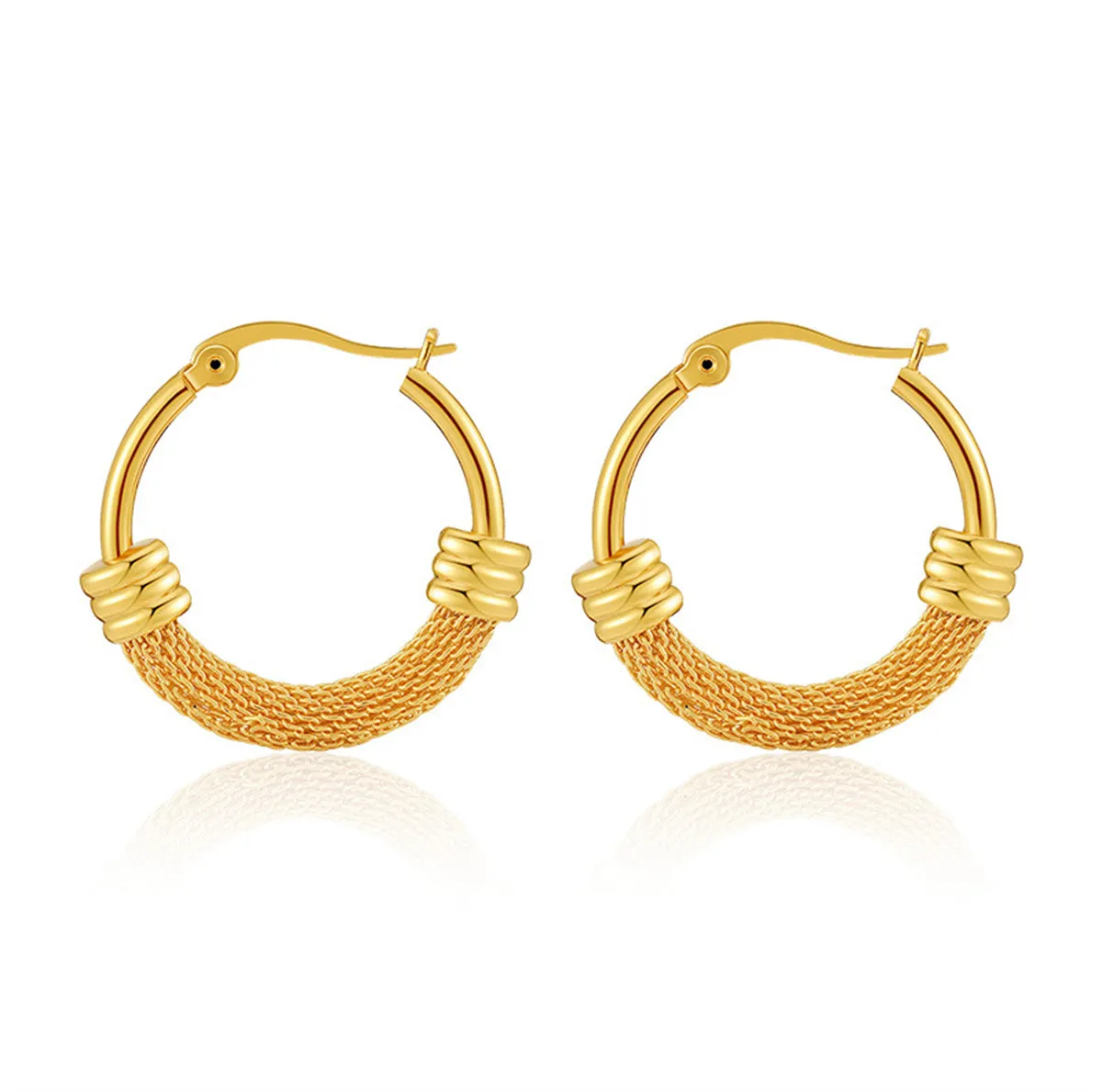 18K Gold-Plated Textured Huggie Earrings
