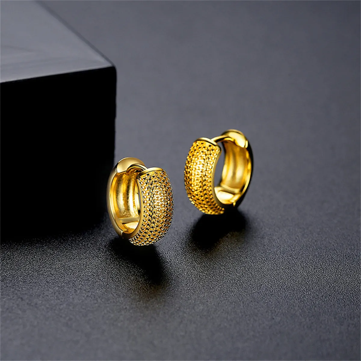 18K Gold-Plated Textured Huggie Earrings