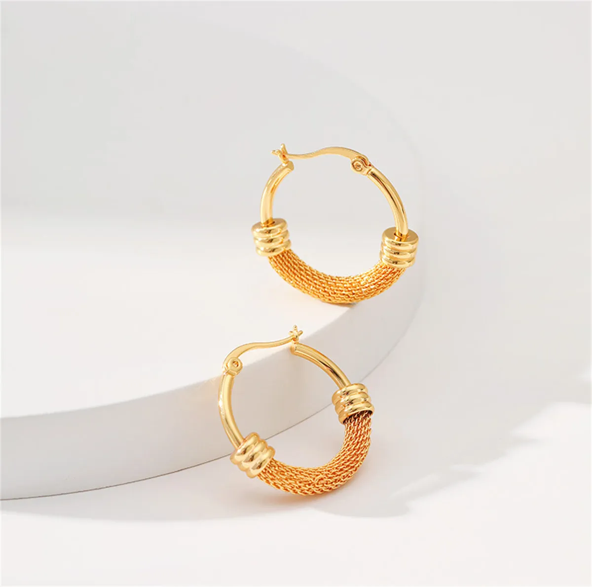 18K Gold-Plated Textured Huggie Earrings