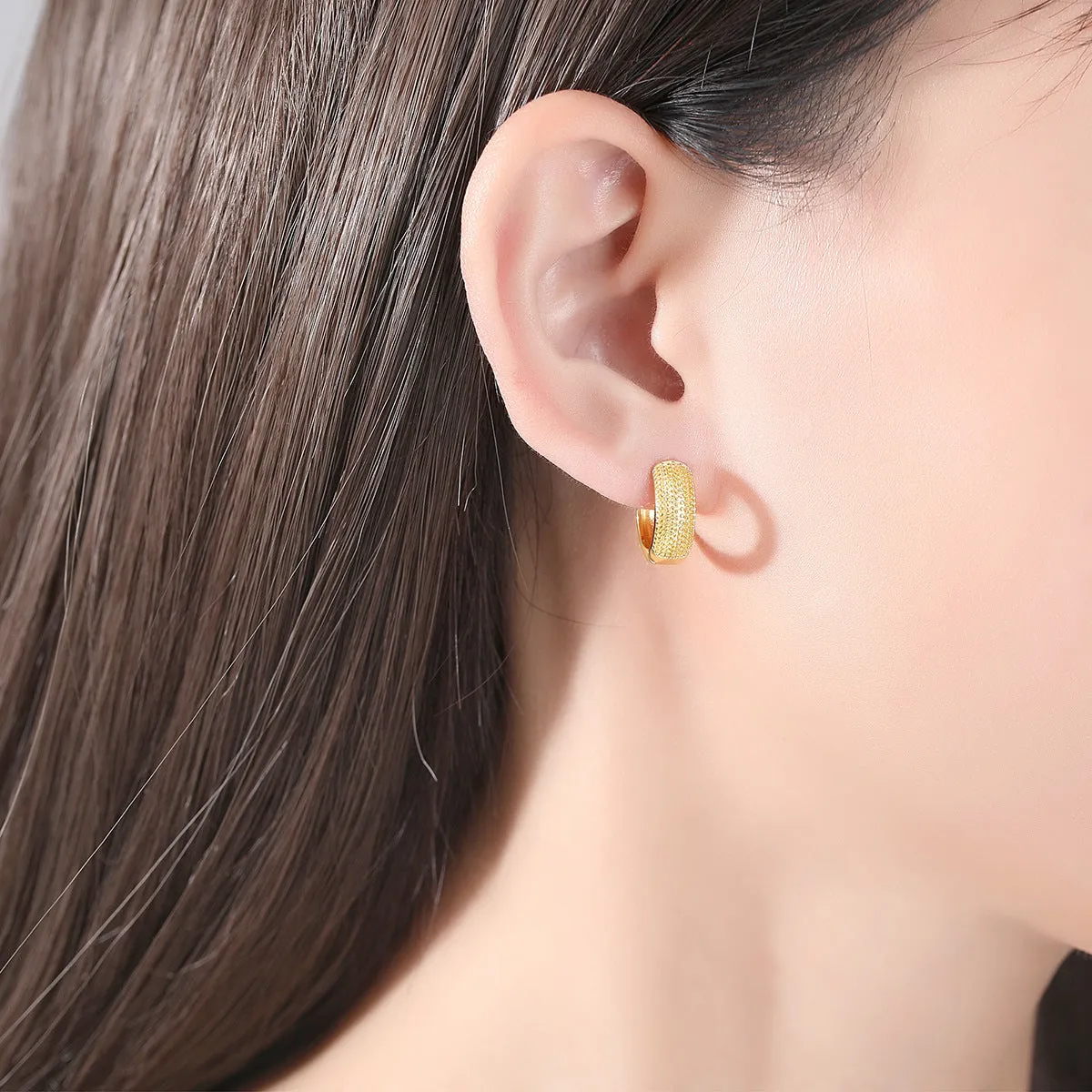 18K Gold-Plated Textured Huggie Earrings