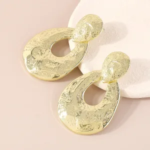 18K Gold-Plated Textured Open Drop Earrings