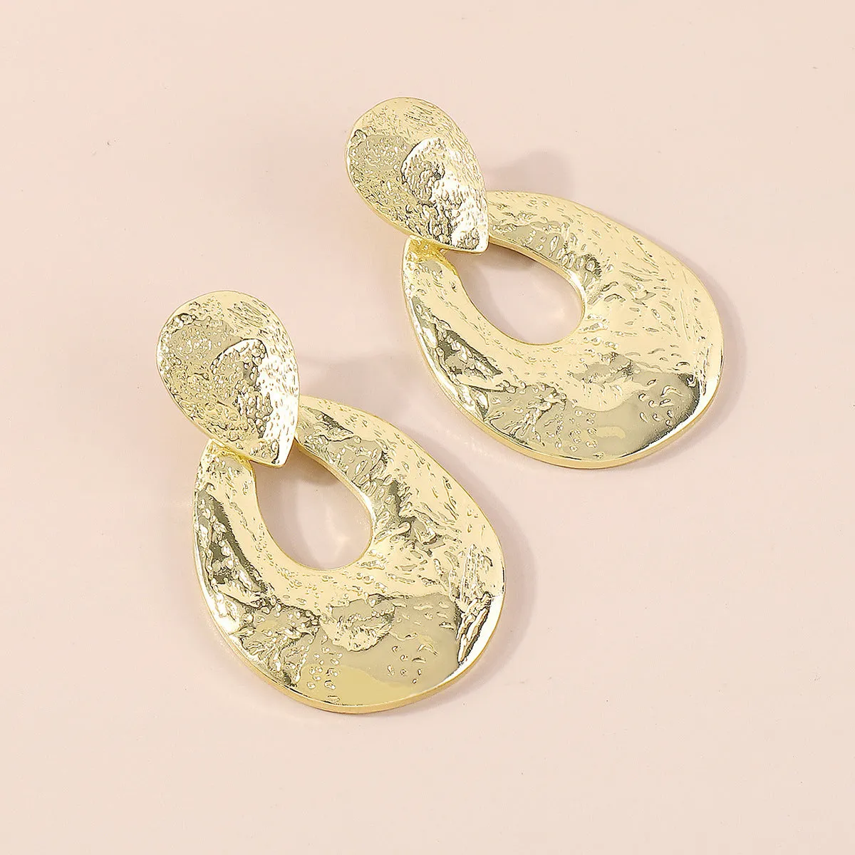 18K Gold-Plated Textured Open Drop Earrings