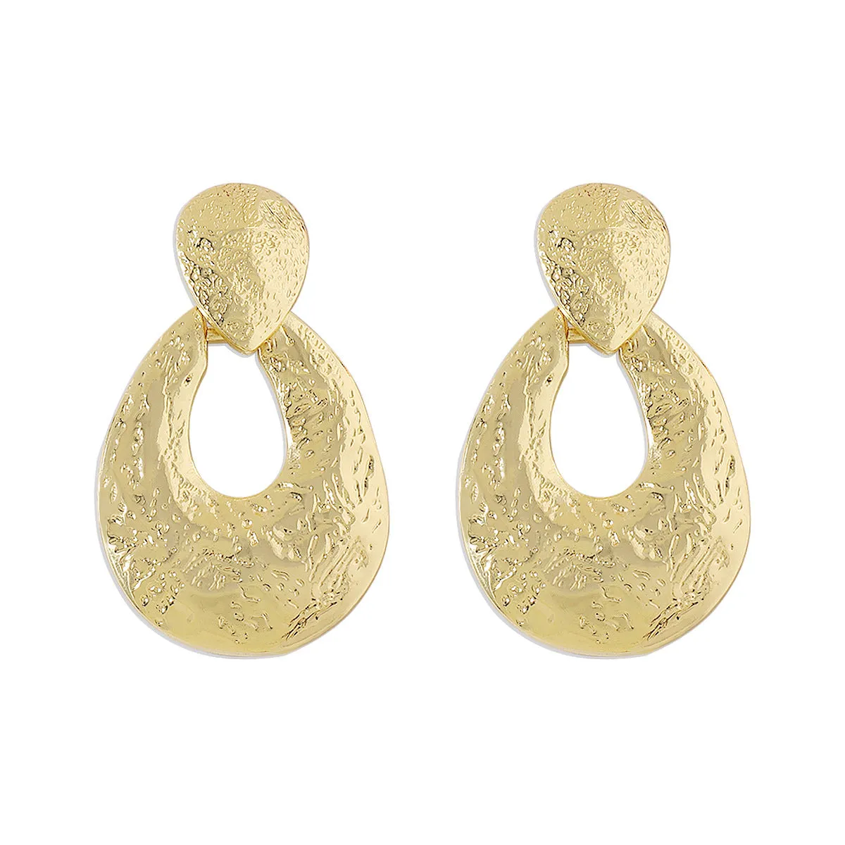 18K Gold-Plated Textured Open Drop Earrings