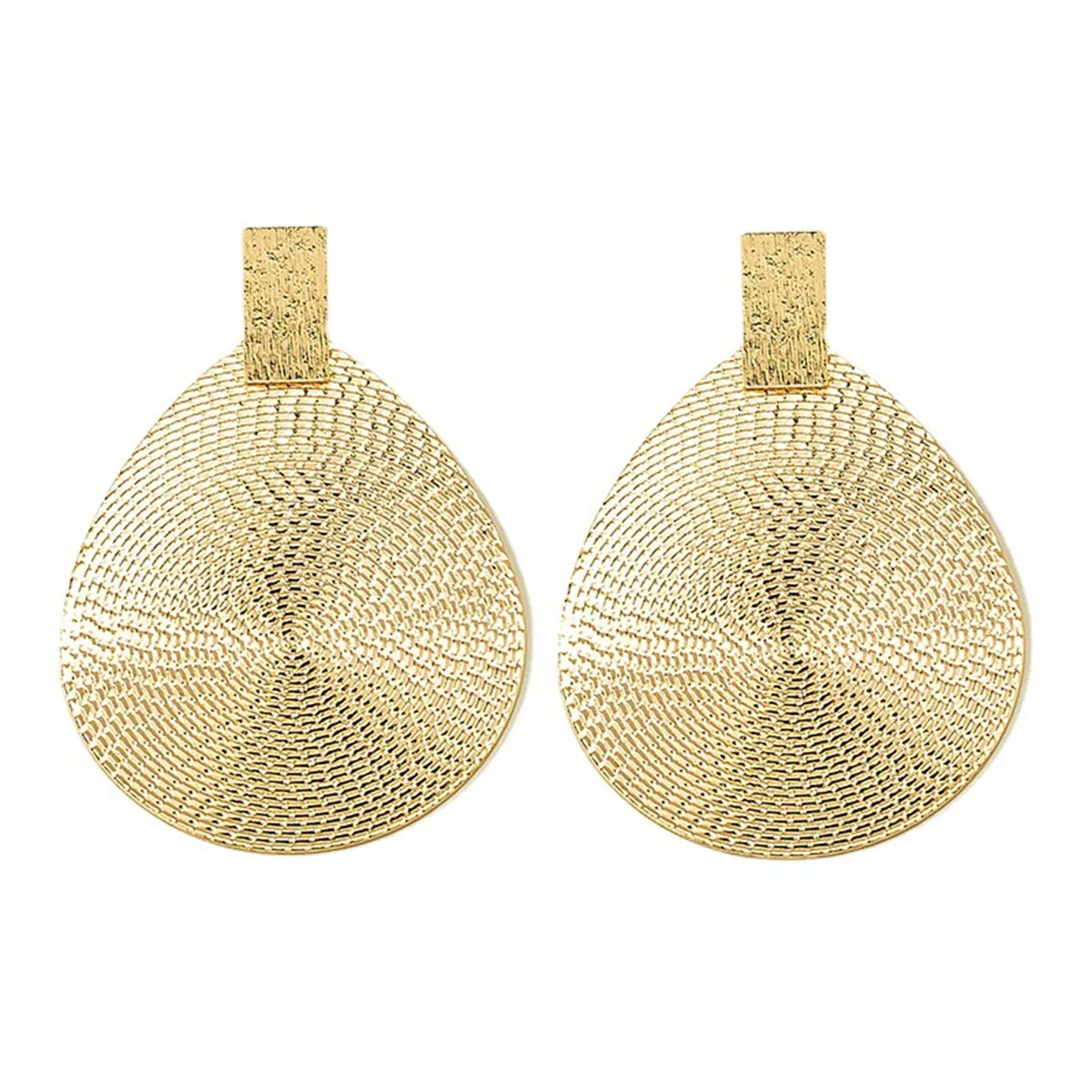 18K Gold-Plated Textured Oval Drop Earrings