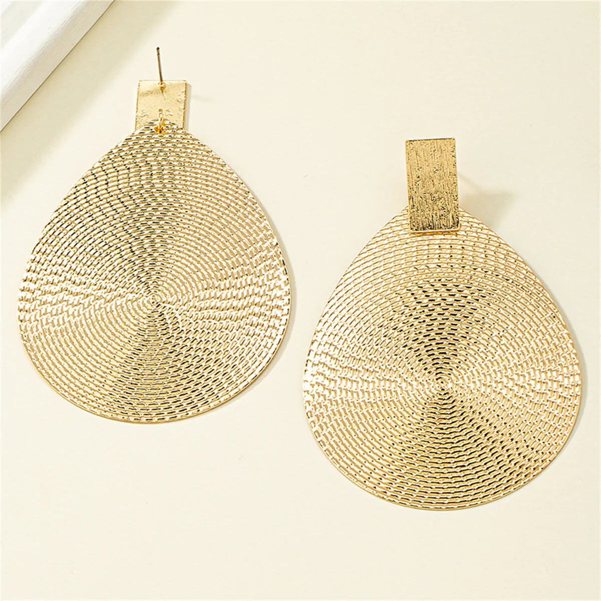 18K Gold-Plated Textured Oval Drop Earrings