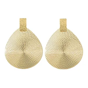 18K Gold-Plated Textured Oval Drop Earrings