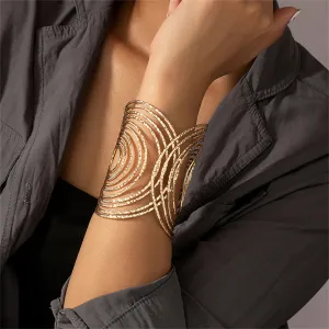 18K Gold-Plated Textured Vortex Cuff