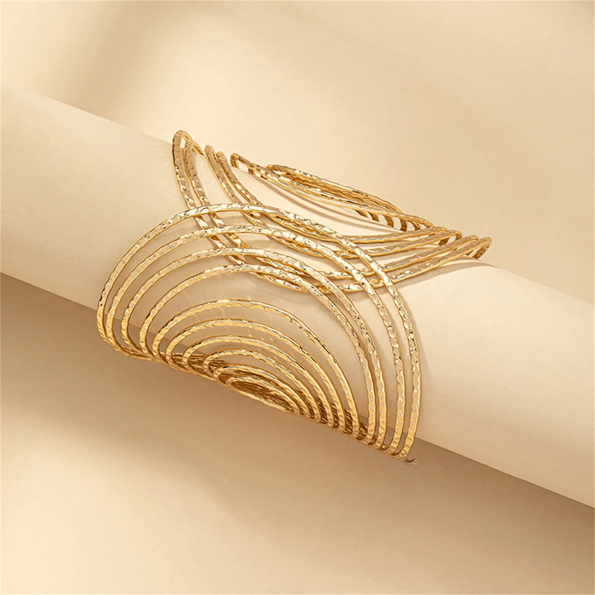 18K Gold-Plated Textured Vortex Cuff