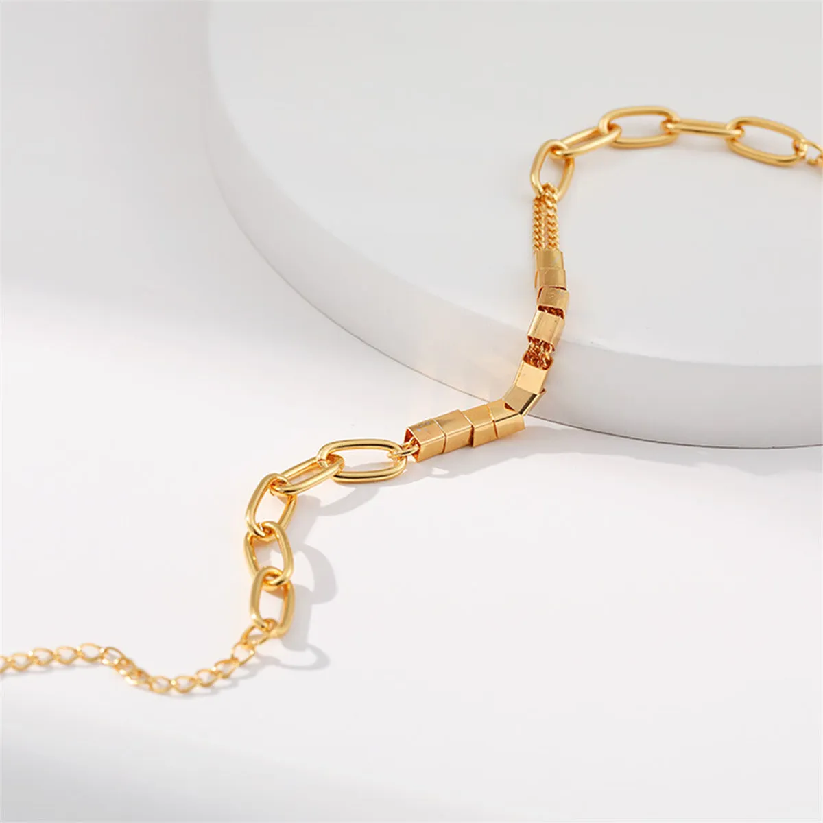 18K Gold-Plated Tube & Cable Chain Bracelet