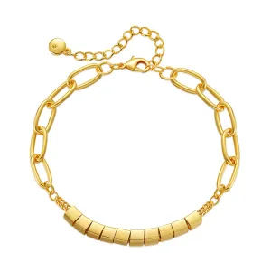 18K Gold-Plated Tube & Cable Chain Bracelet