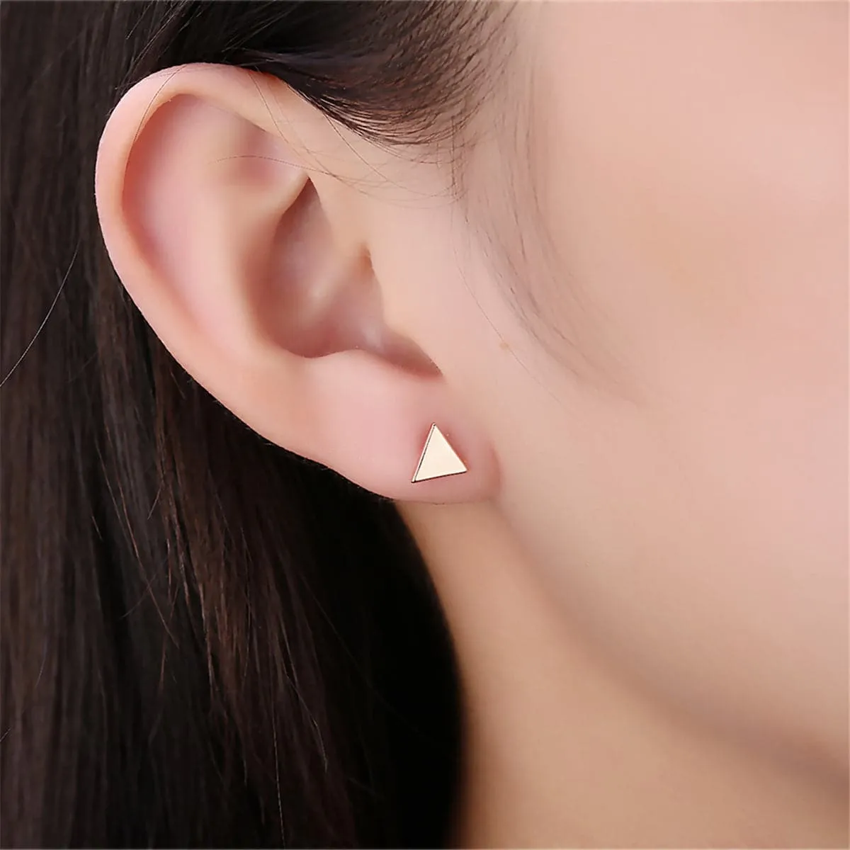 18K Rose Gold-Plated Triangle Stud Earrings