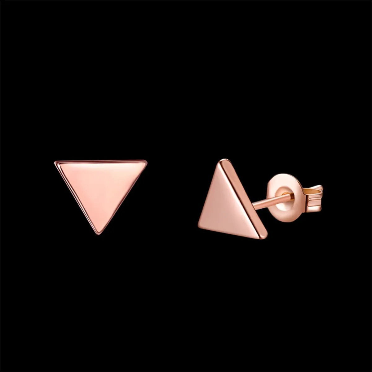 18K Rose Gold-Plated Triangle Stud Earrings