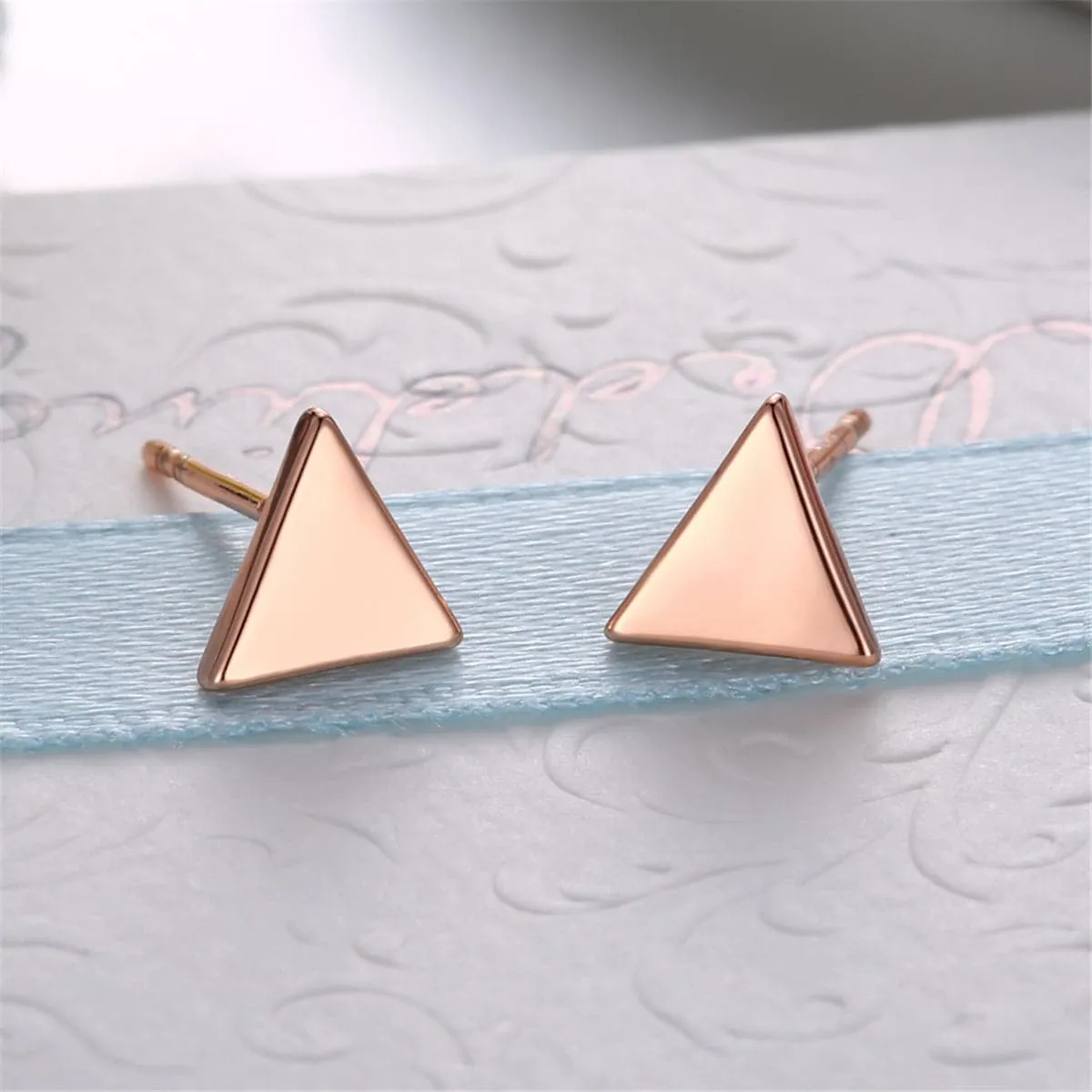 18K Rose Gold-Plated Triangle Stud Earrings