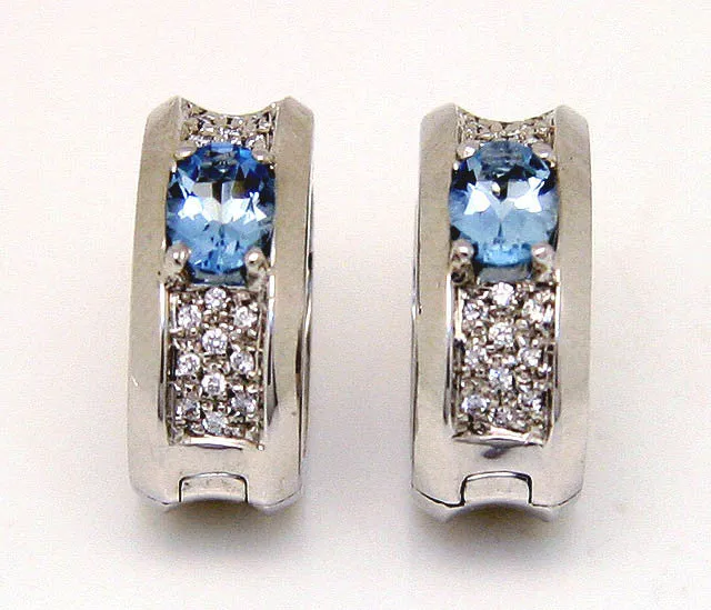 18kt Aquamarine & Diamond Earrings
