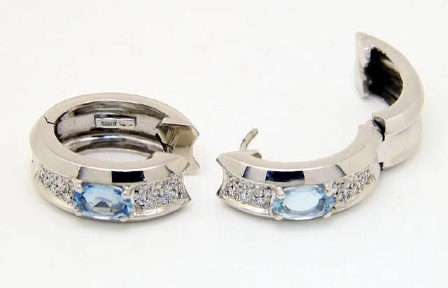 18kt Aquamarine & Diamond Earrings