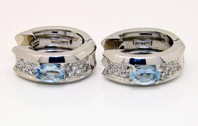 18kt Aquamarine & Diamond Earrings