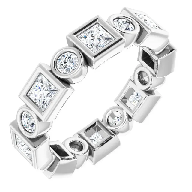 1.92 ct. Princess & Round Diamond Eternity Band