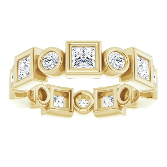 1.92 ct. Princess & Round Diamond Eternity Band