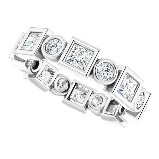 1.92 ct. Princess & Round Diamond Eternity Band