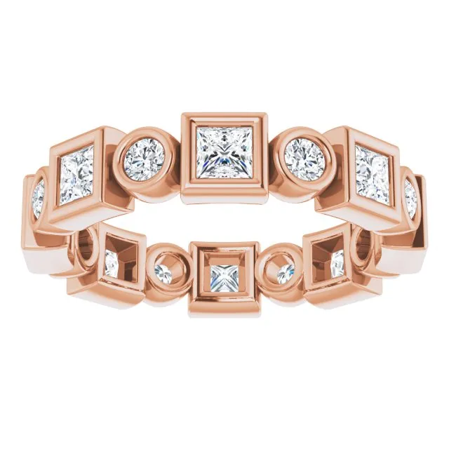 1.92 ct. Princess & Round Diamond Eternity Band