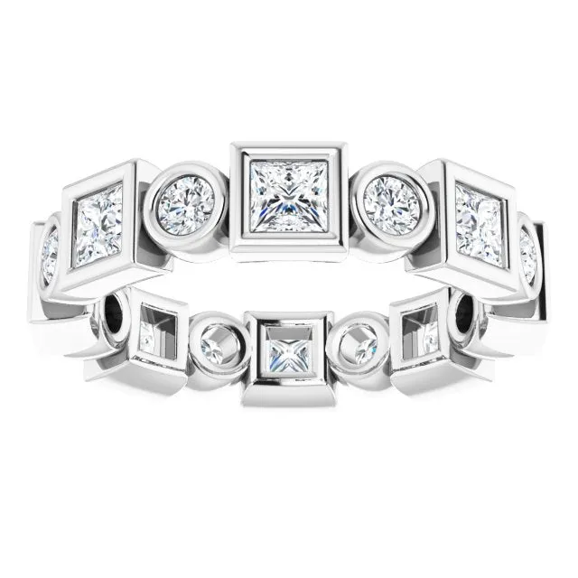 1.92 ct. Princess & Round Diamond Eternity Band