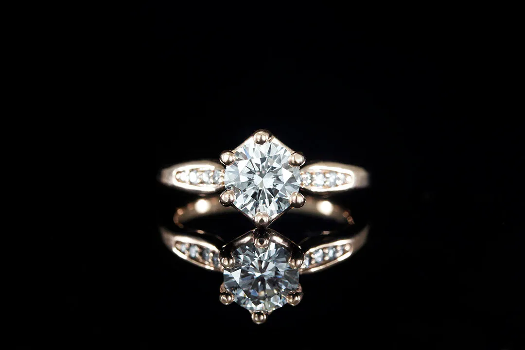 1ct Diamond 14K Rose Gold Engagement Ring