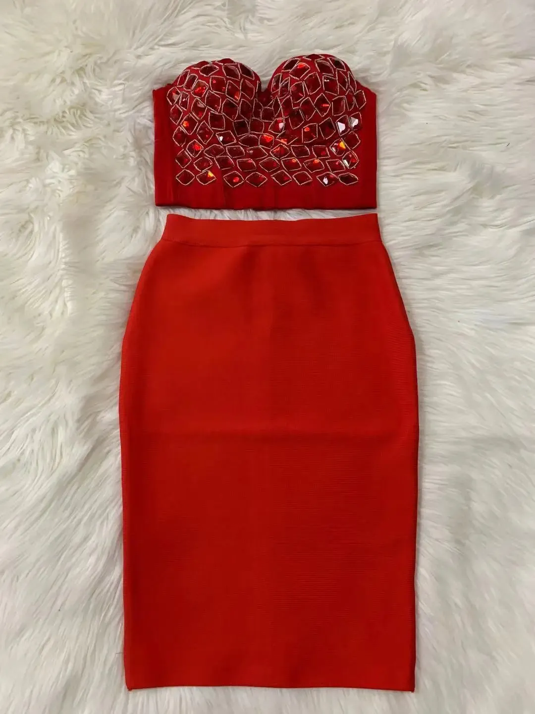 2 Pieces Set Fashion Bodycon Midi Dress
