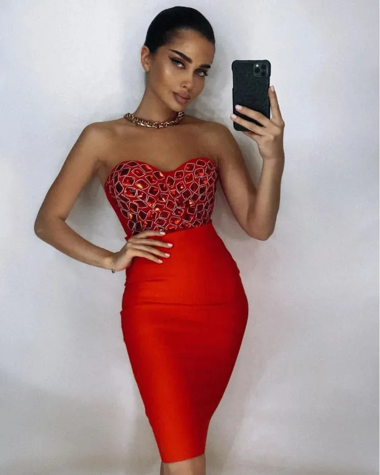 2 Pieces Set Fashion Bodycon Midi Dress