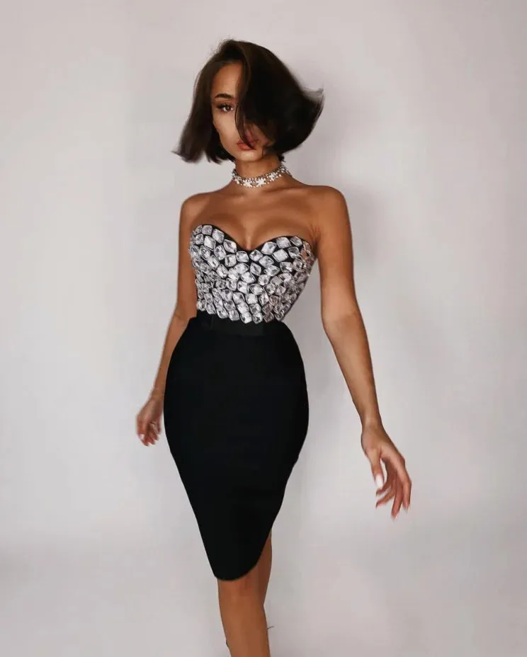2 Pieces Set Fashion Bodycon Midi Dress