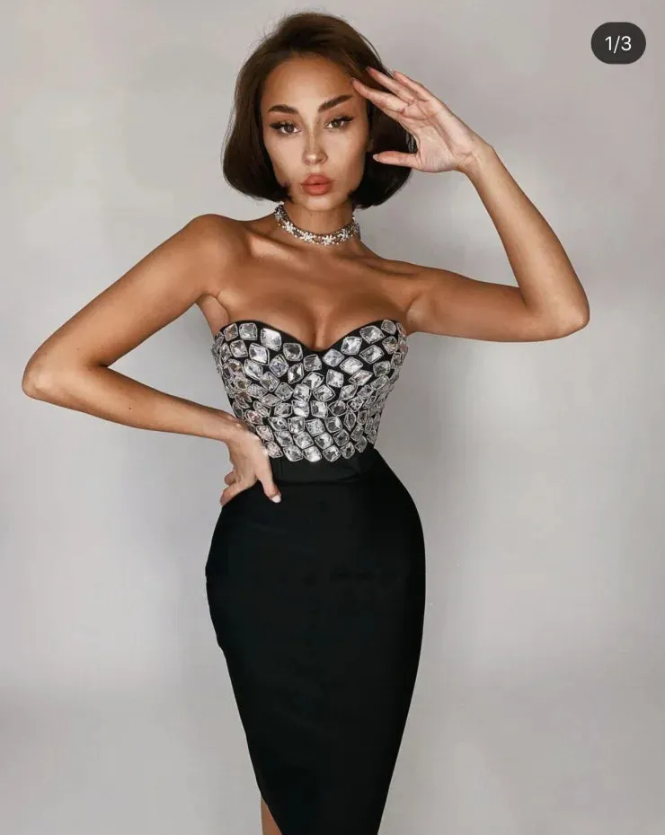 2 Pieces Set Fashion Bodycon Midi Dress