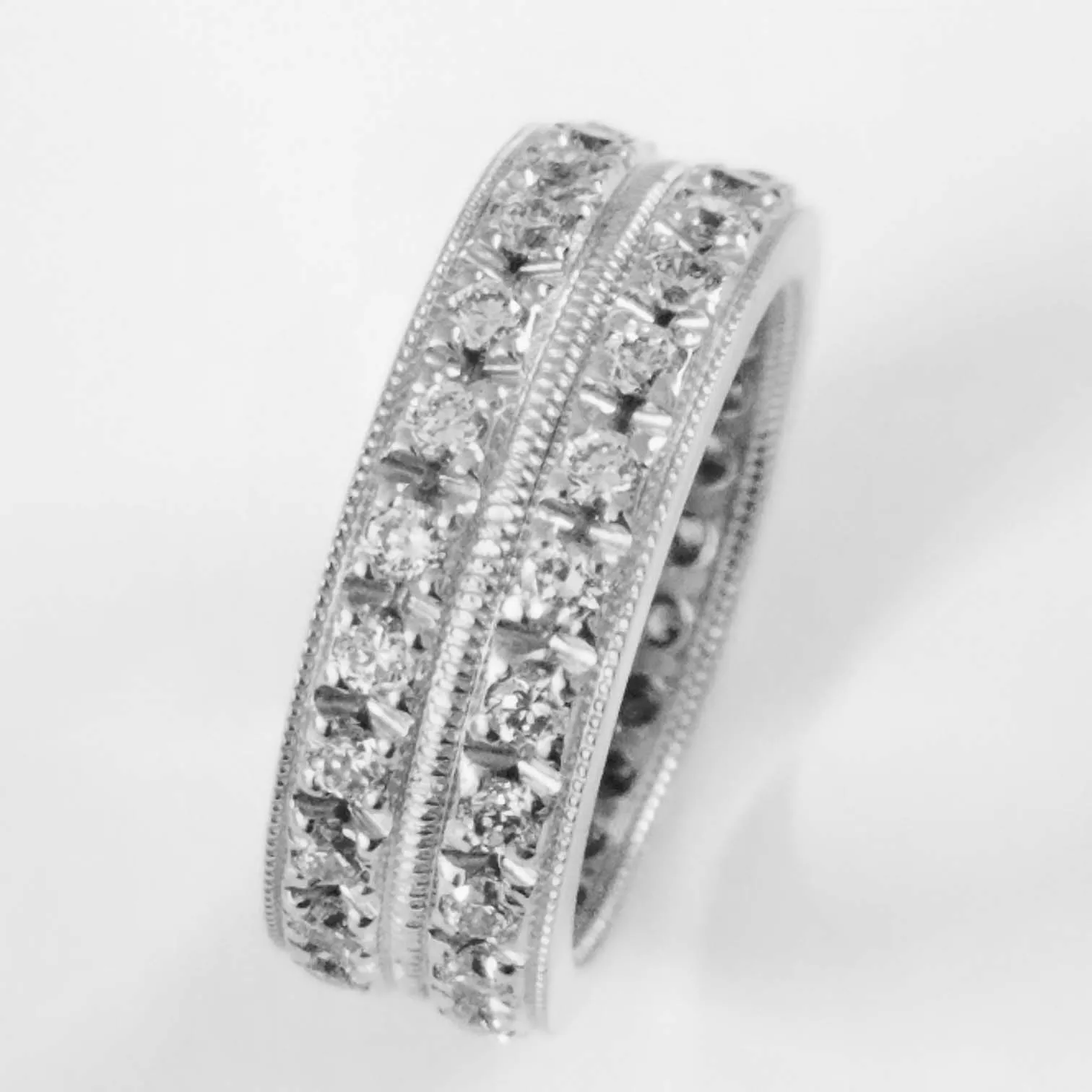 2 Row Diamond Eternity Ring Band