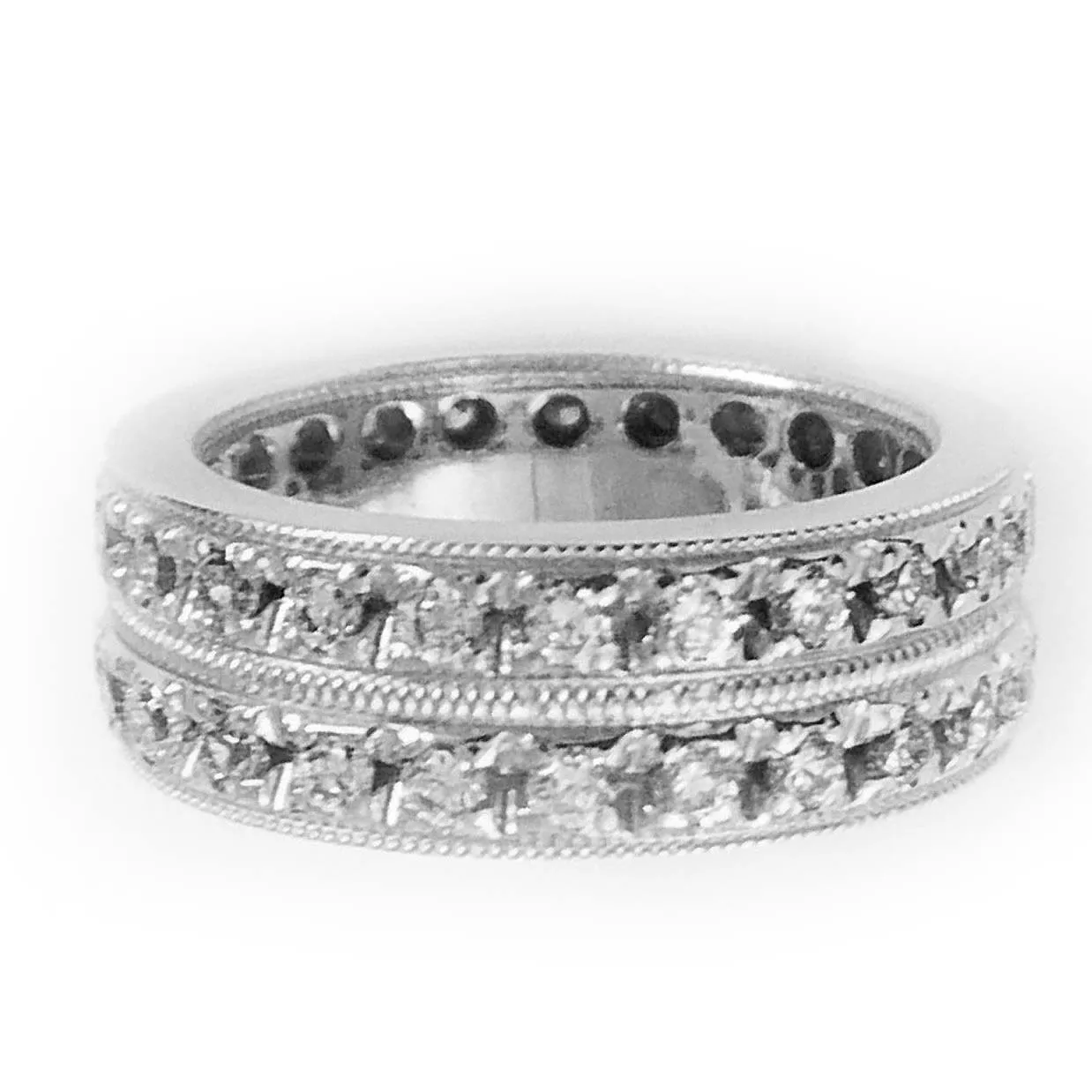 2 Row Diamond Eternity Ring Band