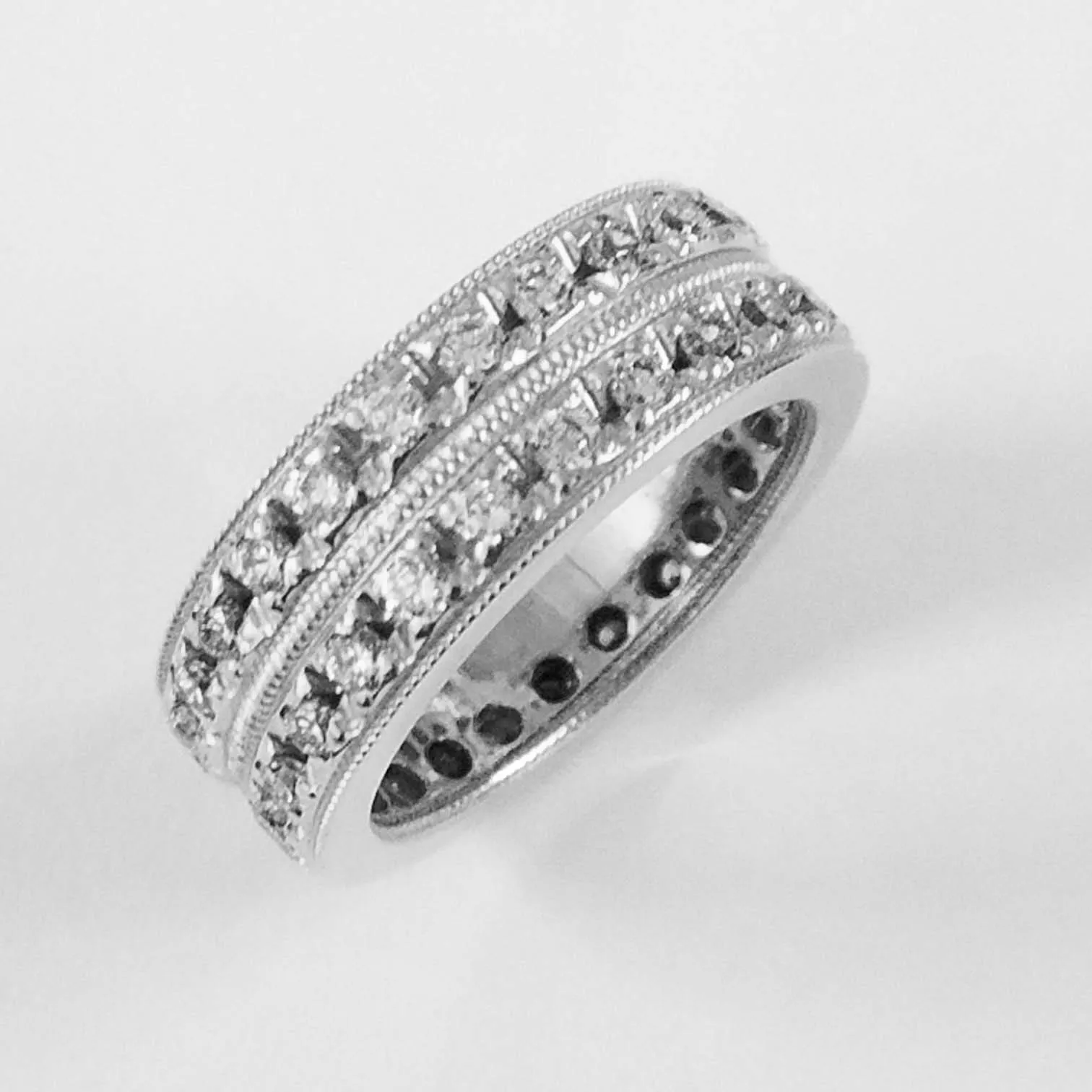 2 Row Diamond Eternity Ring Band