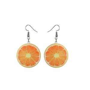 Acrylic & Silver-Plated Orange Slice Drop Earrings