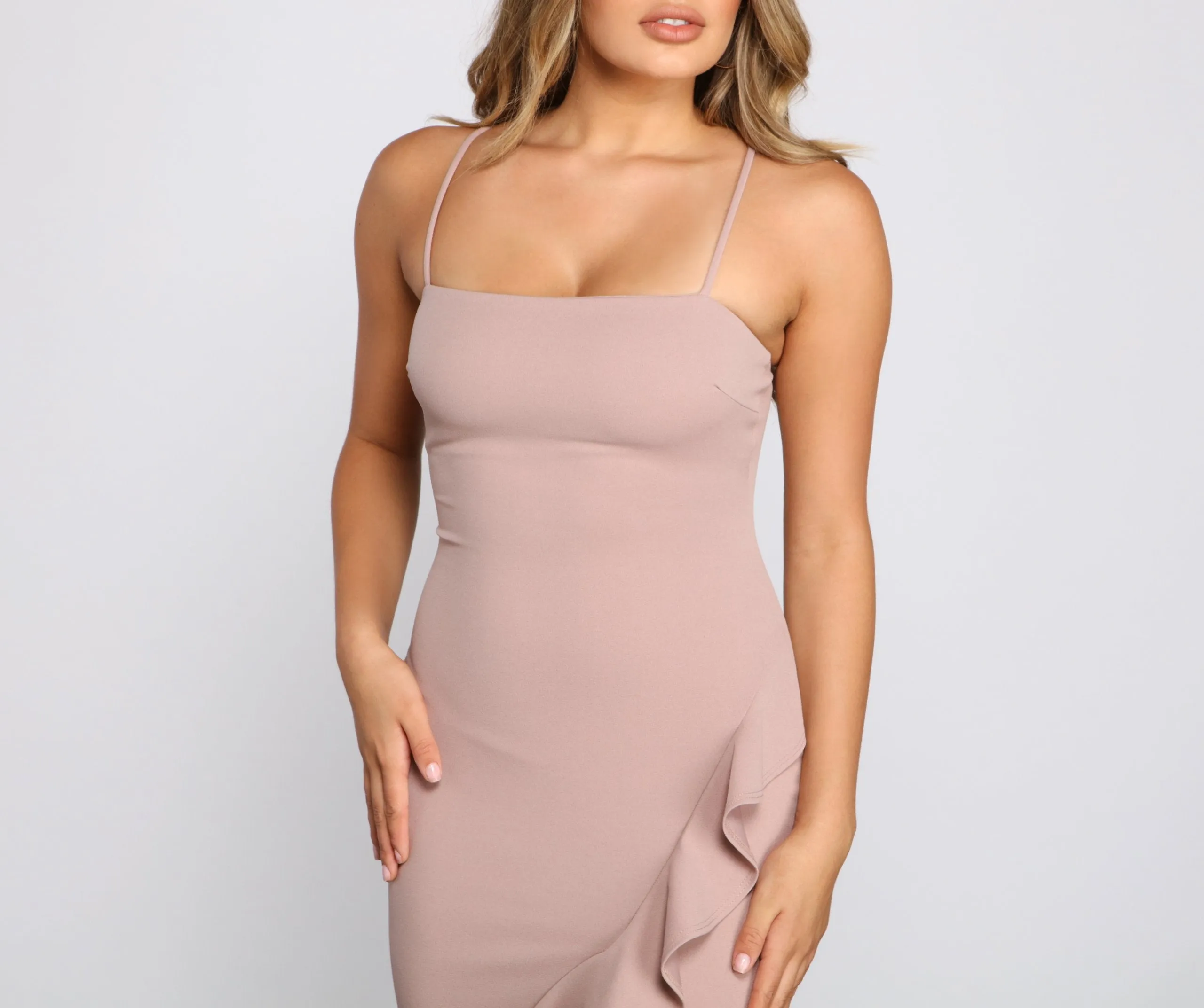 Add Some Flair Charming Ruffle Detail Midi Dress