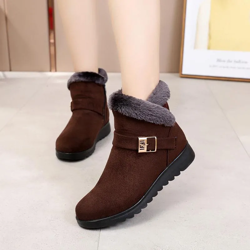 Add warm velvet ankle boots