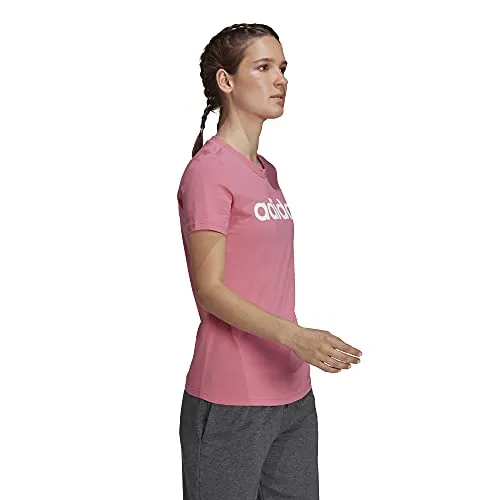 adidas Women's Standard Loungewear Essentials Slim Logo Tee, Rose Tone/White, Small