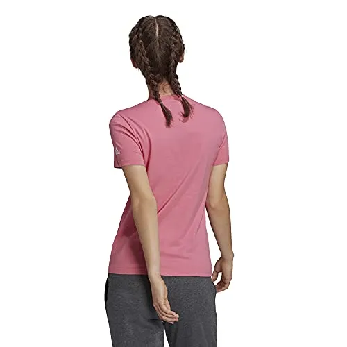 adidas Women's Standard Loungewear Essentials Slim Logo Tee, Rose Tone/White, Small