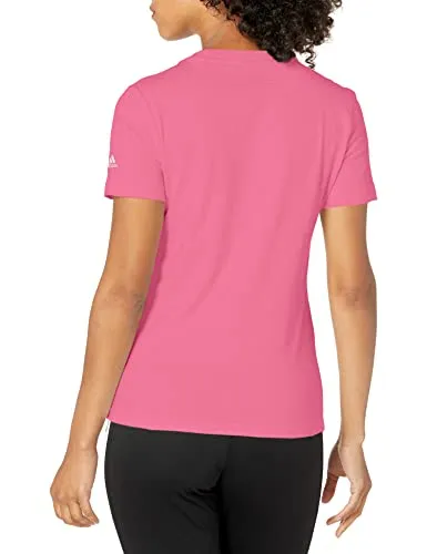 adidas Women's Standard Loungewear Essentials Slim Logo Tee, Rose Tone/White, Small