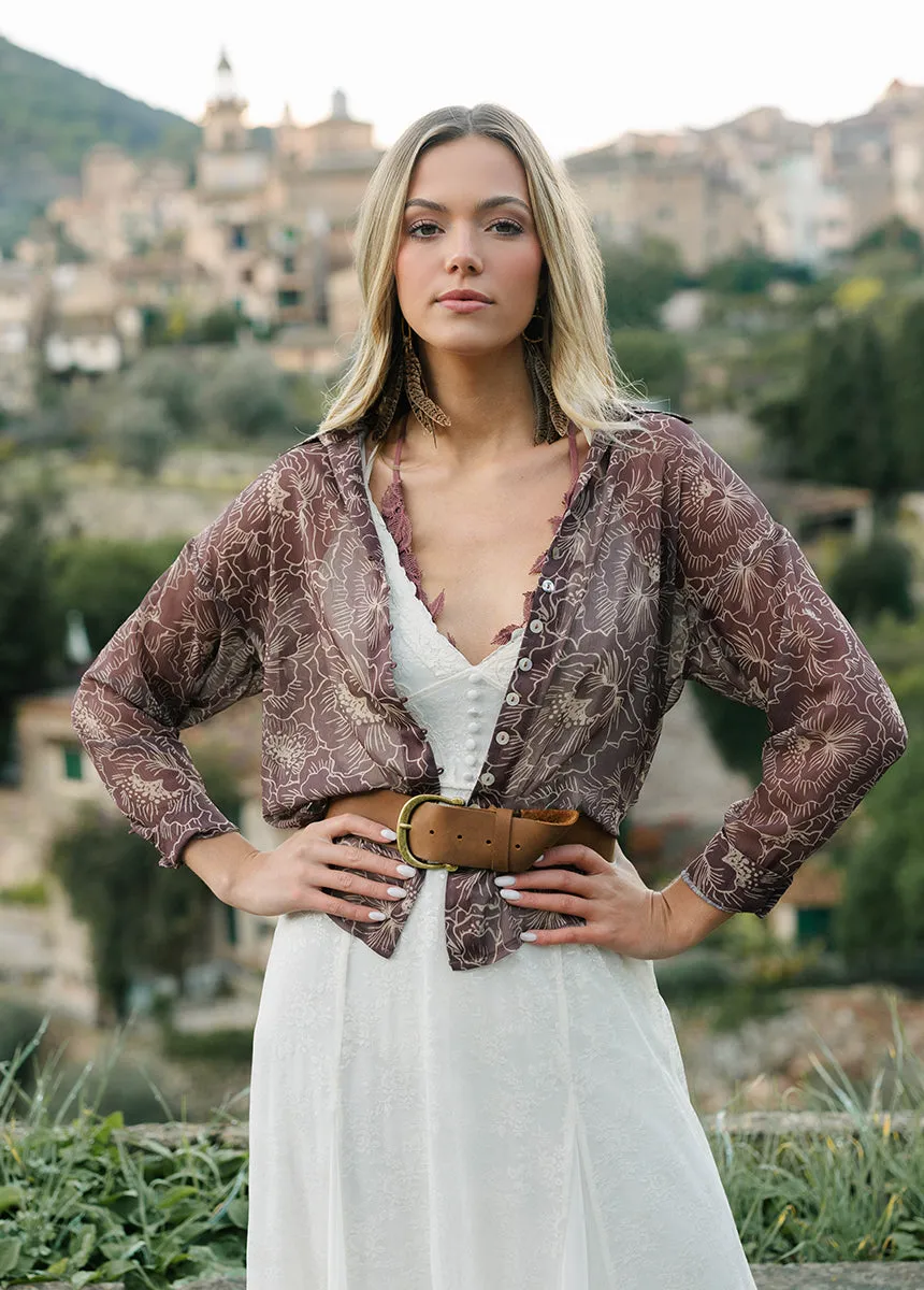 Agnes Top in Mahogany Floral