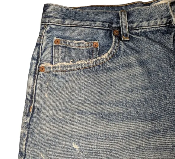 Agolde Dee Short Cotton High Rise Button Fly Jean Shorts Vintage Cut-Off Denim34