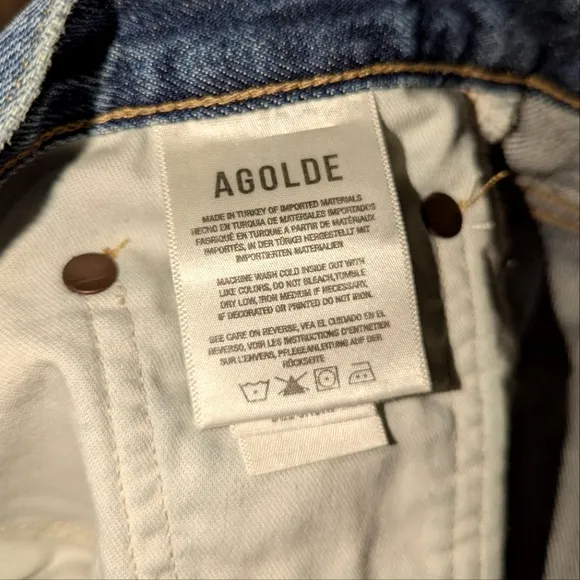 Agolde Dee Short Cotton High Rise Button Fly Jean Shorts Vintage Cut-Off Denim34
