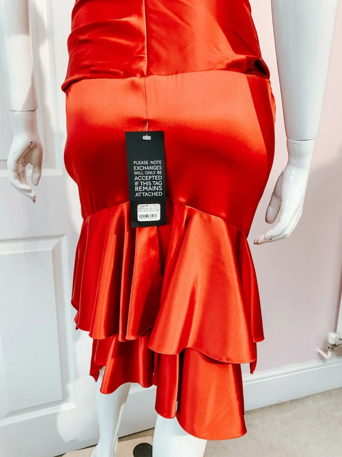 Alexandre Vauthier Ruby Red Ruched Strappy Silk Satin Dress