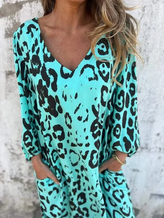 Amberly® | Stylish Loose Leopard Print Dress