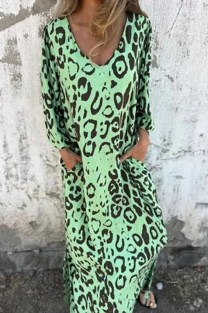 Amberly® | Stylish Loose Leopard Print Dress