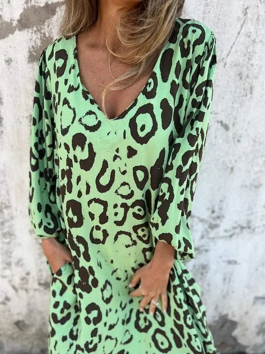 Amberly® | Stylish Loose Leopard Print Dress